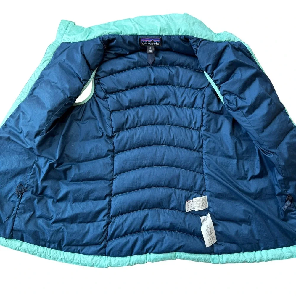 Patagonia‎ Youth Girls Down Vest Aqua Teal Lightweight Puffer Size XL 14